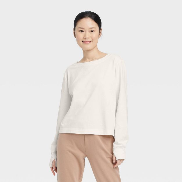 Women's Supima Cotton Cropped Long Sleeve Top - All in Motion™ | Target