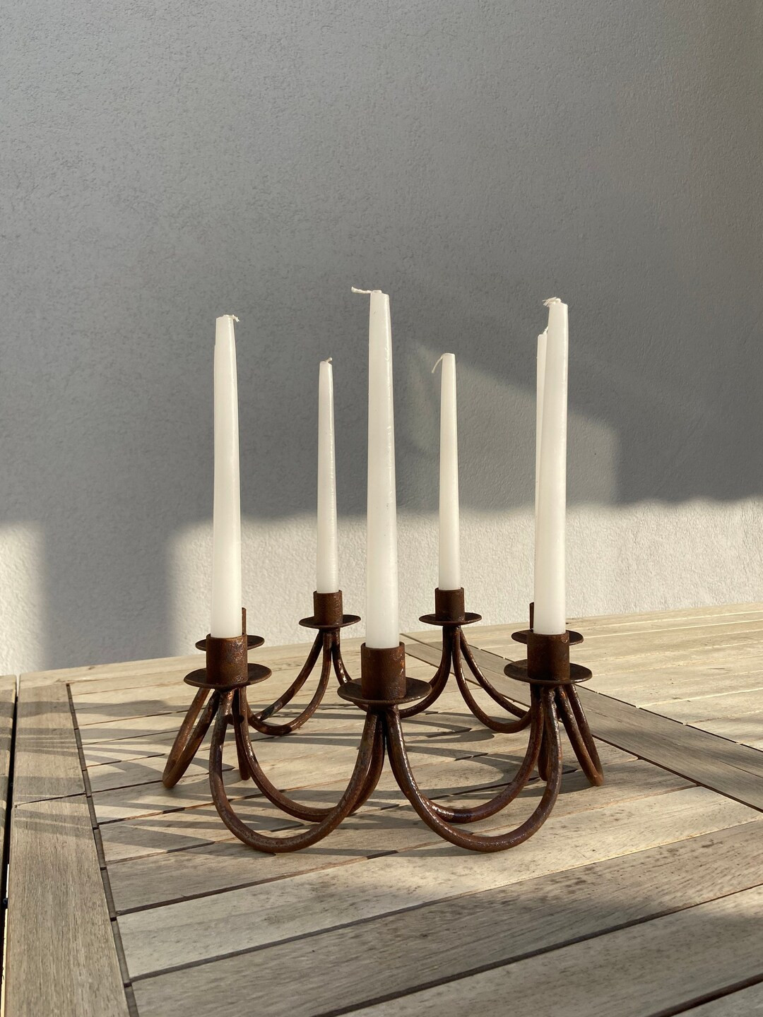 Metal Candelabra Antique Iron Decor, Candlestick Holder Vintage Centerpiece, Wrought Iron Vintage... | Etsy (US)