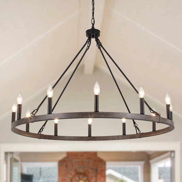 Dineen 12 - Light Dimmable Wagon Wheel Chandelier | Wayfair North America