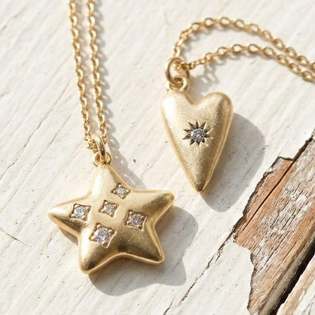 Hand Cast Gold Tone Celestial Necklace | Antique Farm House