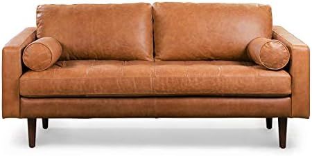 POLY & BARK Napa Modern 72" Apartment Leather Sofa in Cognac Tan | Amazon (US)