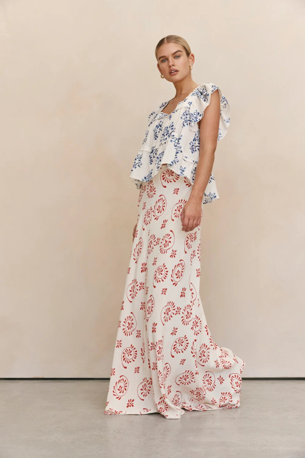 Carmine Bias Cut Maxi Skirt Blyss | VRG Grl