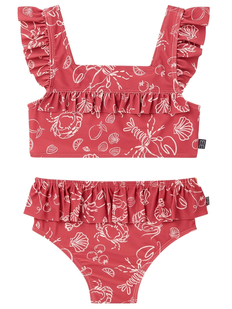 Modern Moments by Gerber Baby and Toddler Girl Two- Piece Swimsuit with Ruffles, Sizes 0/3M-5T | Walmart (US)
