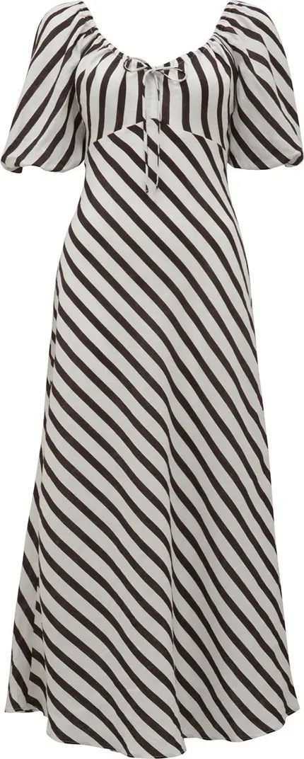 Ever New Angela Stripe Short Sleeve Linen Midi Dress | Nordstrom | Nordstrom