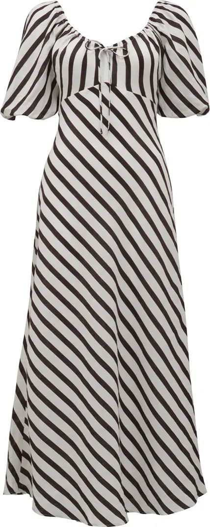 Ever New Angela Stripe Short Sleeve Linen Midi Dress | Nordstrom | Nordstrom