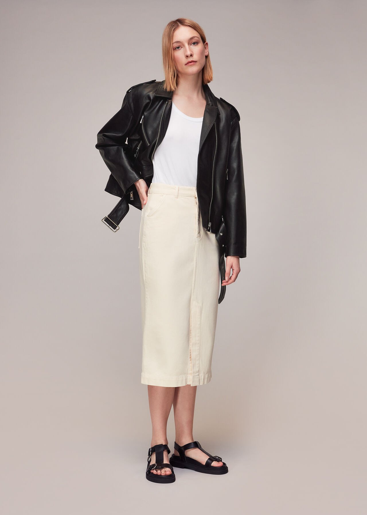 Sophia Oversized Leather Biker | Whistles