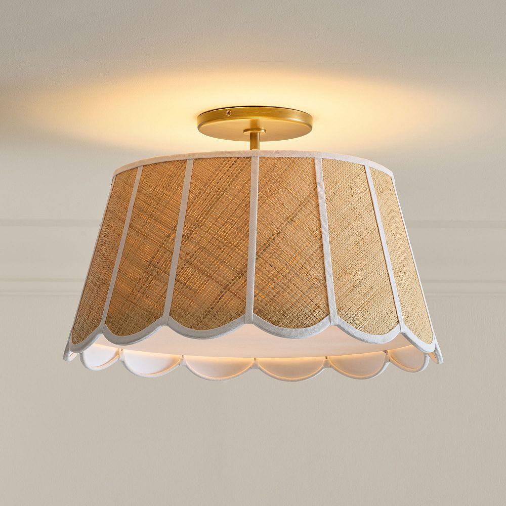 Frankie Woven Grass Cloth Flushmount (19") | Pottery Barn Teen