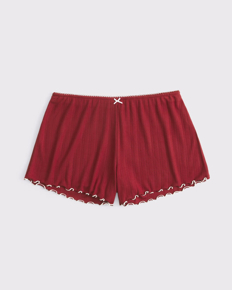 Abercrombie & Fitch Women's Pointelle Sleep Short in Rich Ruby - Size M | Abercrombie & Fitch (US)