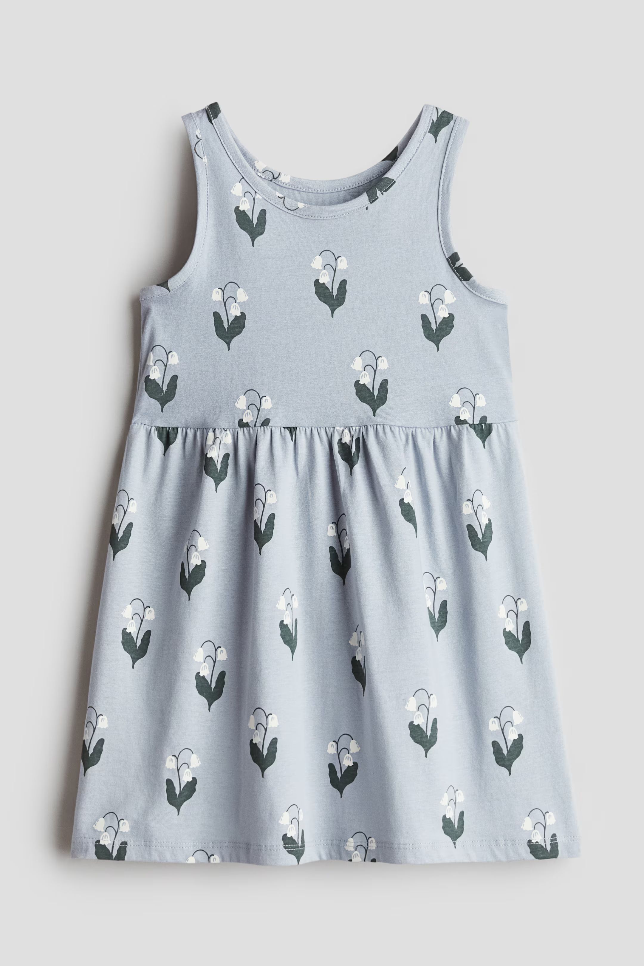 Patterned Jersey Dress - Sleeveless - Knee-length - Blue/floral - Kids | H&M US | H&M (US + CA)