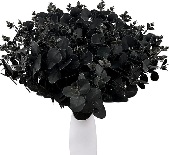 Asano Season 4 Pack Fake Black Eucalyptus Stems Artificial Black Plant Bouquet with 16 Branches 1... | Amazon (US)
