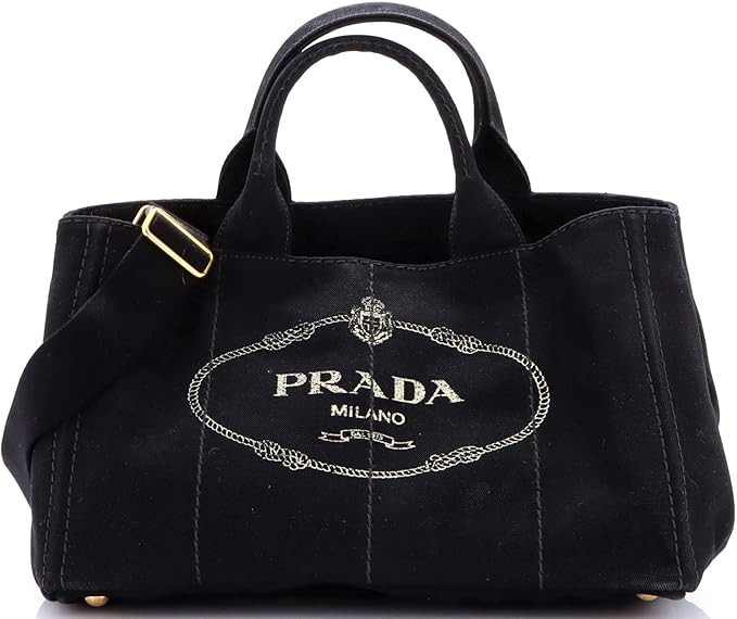 Amazon.com: Prada, Pre-Loved Canapa Convertible Tote Canvas Medium, Black : Amazon Luxury | Amazon (US)