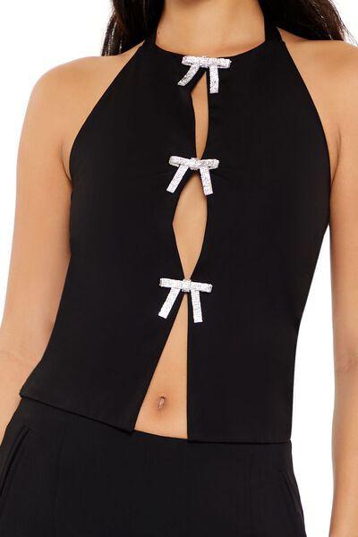 Metallic Bow Halter Top | Forever 21
