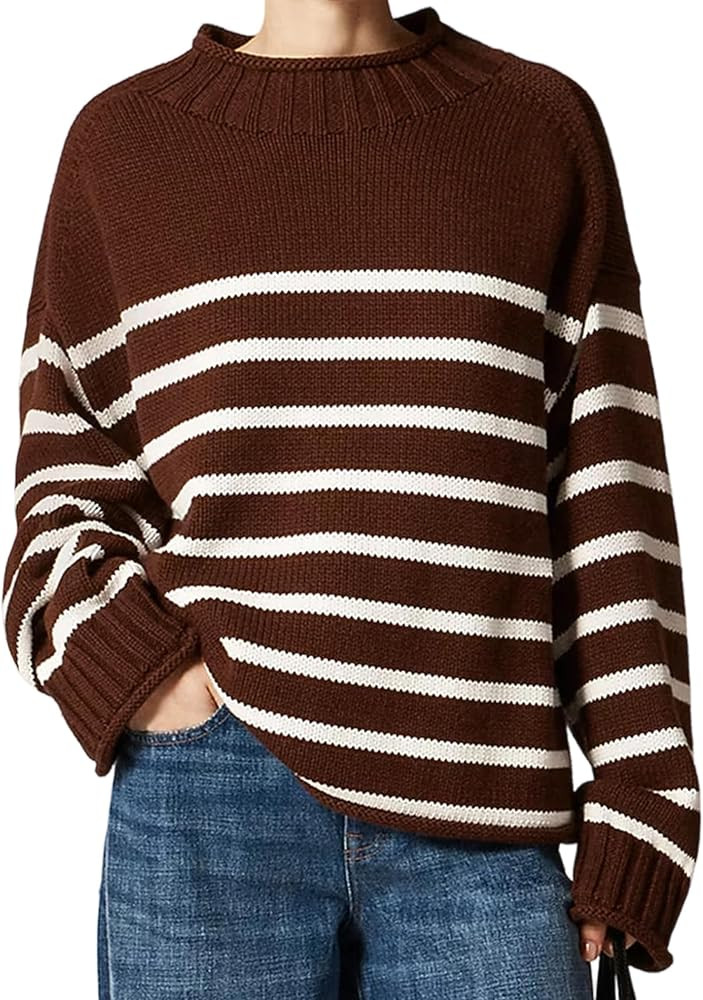 Women's Oversized Roll Neck Sweater Long Sleeve Chunky Knit Pullover Cozy Fall Winter Tops Casual... | Amazon (US)
