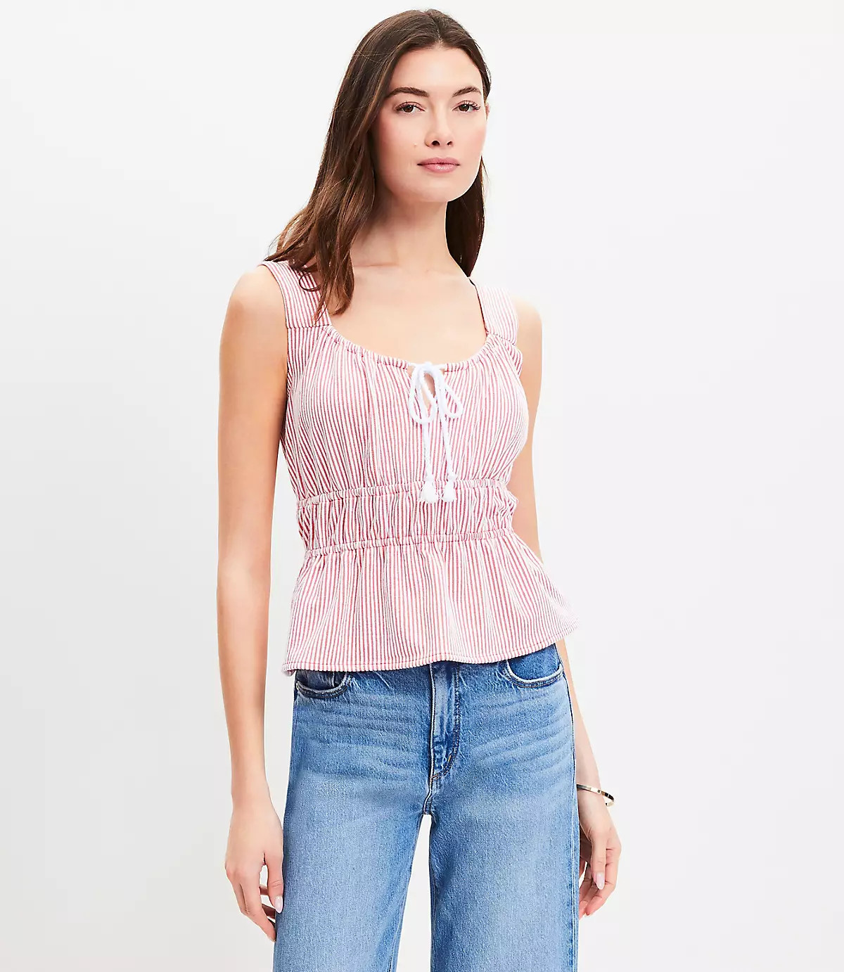 Seersucker Stripe Modern Peplum Tank Top | LOFT