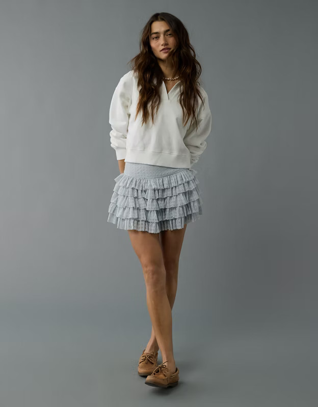 AE High-Waisted Ruffle Mini Skort | American Eagle Outfitters (US & CA)