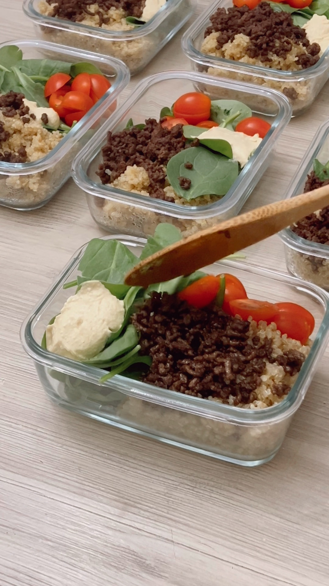 Meal-prep taco bowls are saving me this week, so I had to share! 🙌
I’ve been making these on repeat—quinoa, spinach, cherry tomatoes, hummus, and lean ground beef layered in my glass containers. That’s it! They’re balanced, filling, and beyond easy for busy days.

My kids grab these straight from the fridge for dinner or lunch, and honestly… same. 😂
If you’re juggling work, mom life, and all the holiday things, meals like this make life so much easier.

Let me know if you want more quick meal prep ideas that won’t add stress to your week. 💛

Easy meal prep ideas, healthy taco bowl recipe, busy mom dinner ideas, family friendly meal prep, healthy quinoa bowls, quick dinner ideas, meal prep for moms, easy lunch ideas, meal prep with ground beef, weeknight dinner ideas, simplychristianne meal prep, easy healthy bowls, mom life recipes, grab and go meals