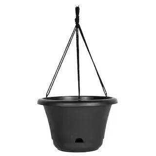 Bloem Lucca 13 in. Black Plastic Self-Watering Hanging Basket Planter LHB1300 - The Home Depot | The Home Depot