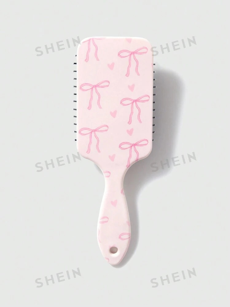ROMWE Kawaii 1pc Pink Bowknot Designed Hair Cushion Comb, Anti-Static Smooth Massage Paddle Hair ... | SHEIN