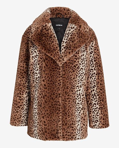 Oversized Leopard Faux Fur Coat | Express