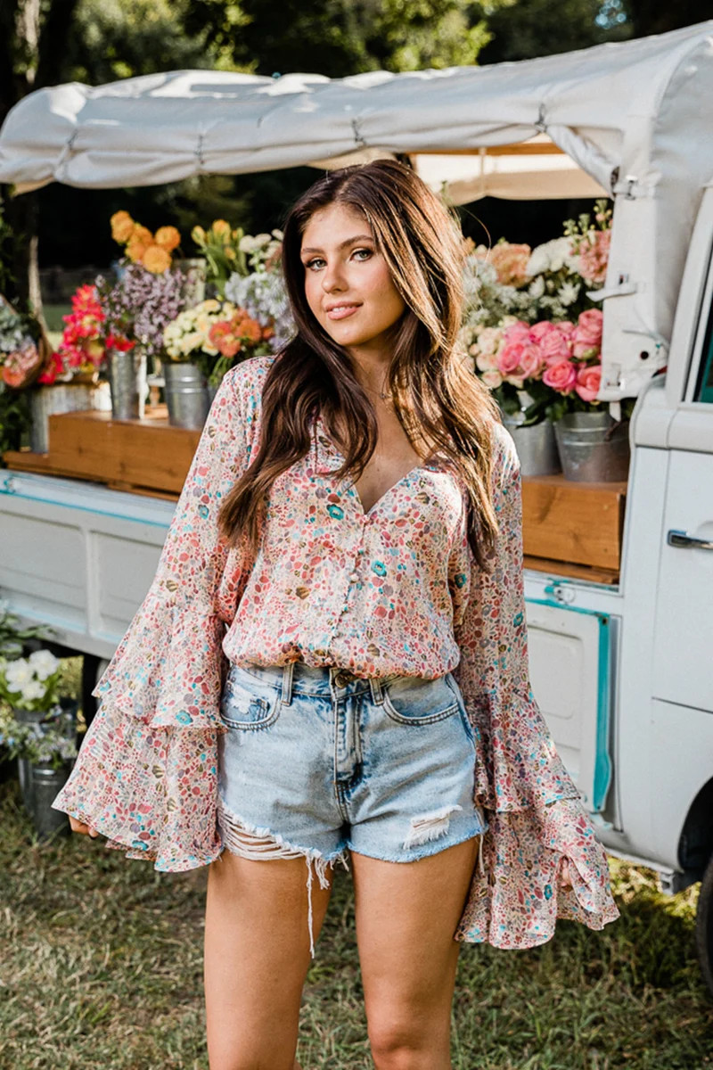 BuddyLove | Cheyenne Bell Sleeve Bodysuit | Terrace | BuddyLove