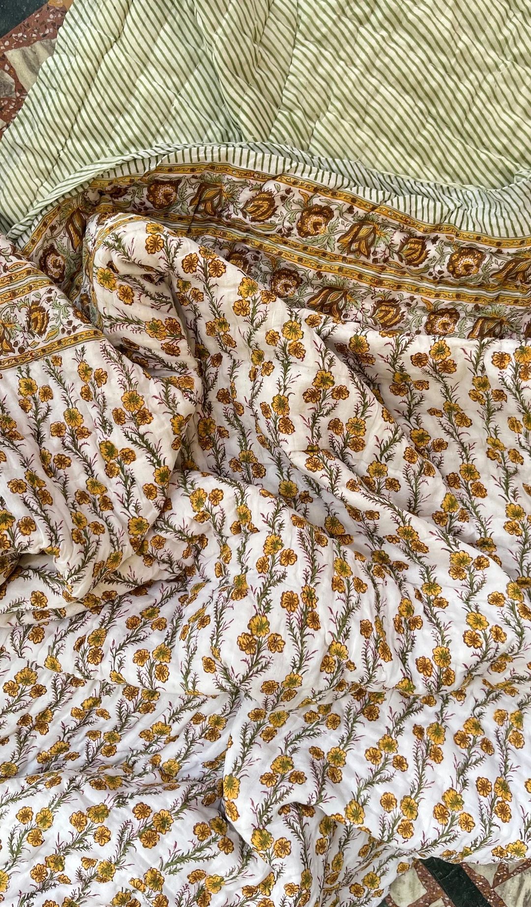 Anokhi Indian Jaipuri Block Print King Quilt Printed Reversible Razai Cotton Handmade Floral Quil... | Etsy (US)
