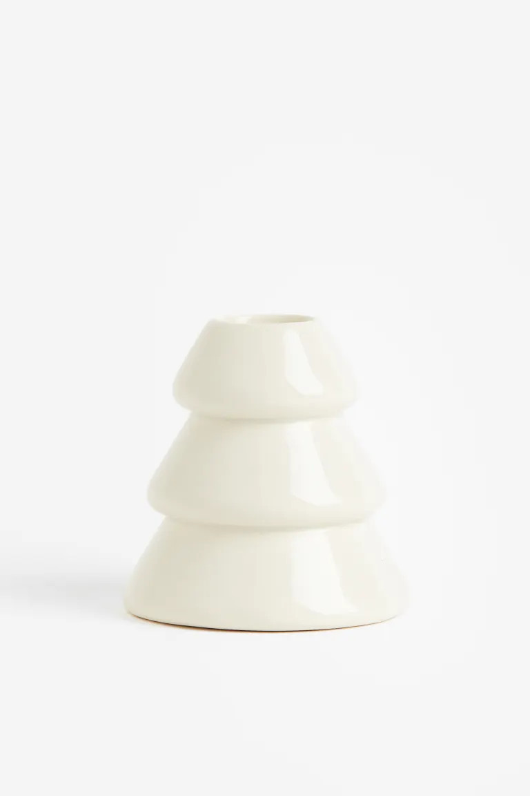Stoneware Candlestick - White - Home All | H&M US | H&M (US + CA)