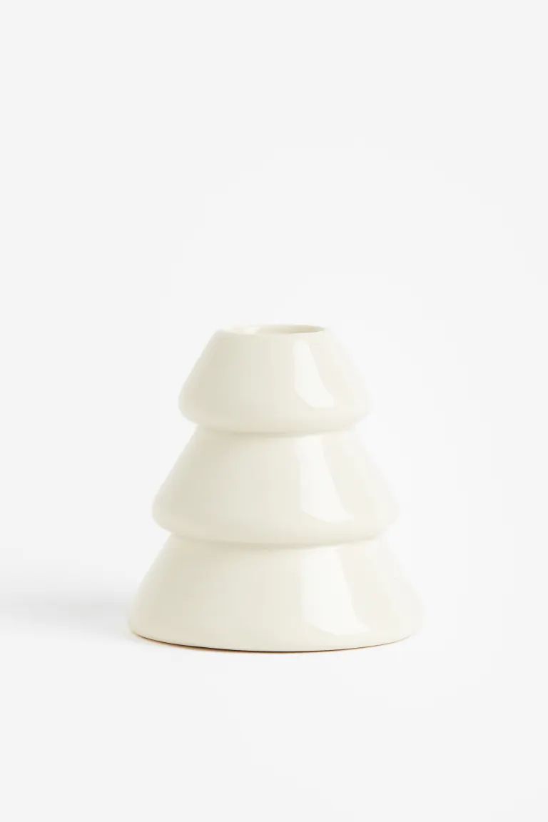 Stoneware Candlestick - White - Home All | H&M US | H&M (US)