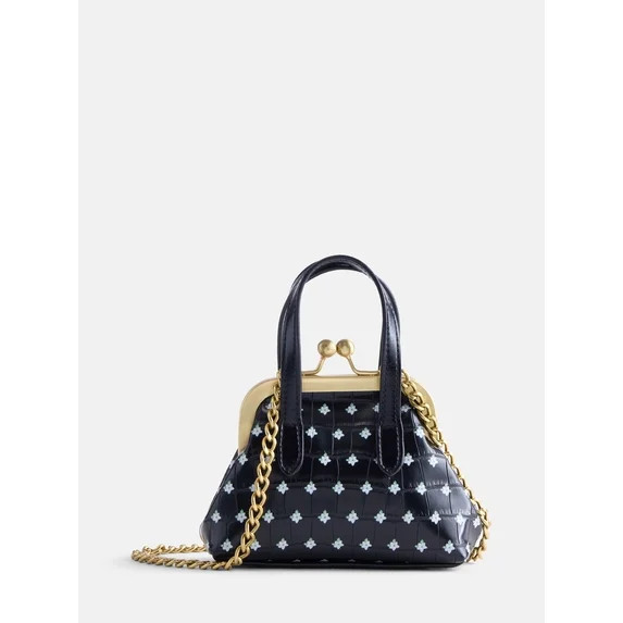 Free Assembly Women's Mini Kiss Lock Handbag Charm, Daisy Print | Walmart (US)