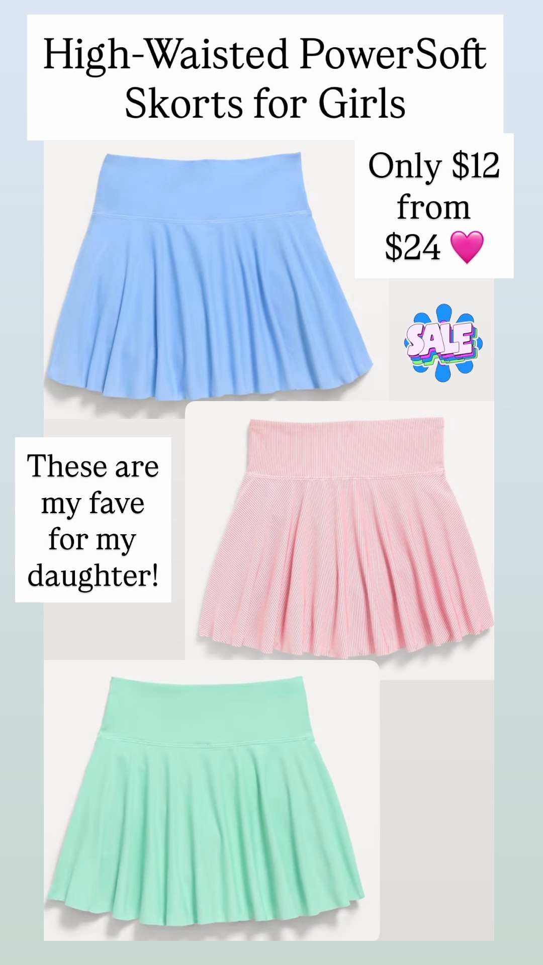 These high waisted Powersoft skorts for girls are the best! Only $12 from $24  

#LTKKids #LTKSaleAlert