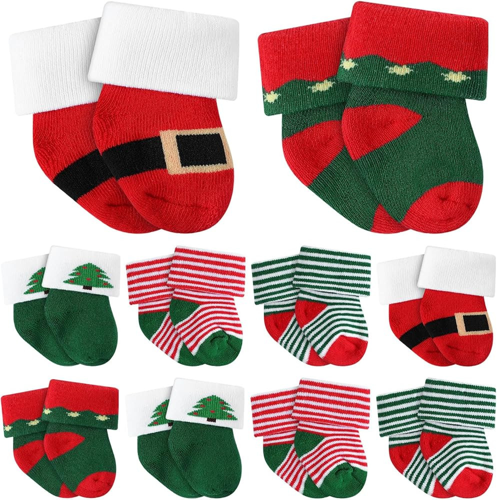 10 Pairs Preemie Baby Terry Cotton Turn Cuff Socks for Newborn Girls Boys - Nicu | Amazon (US)