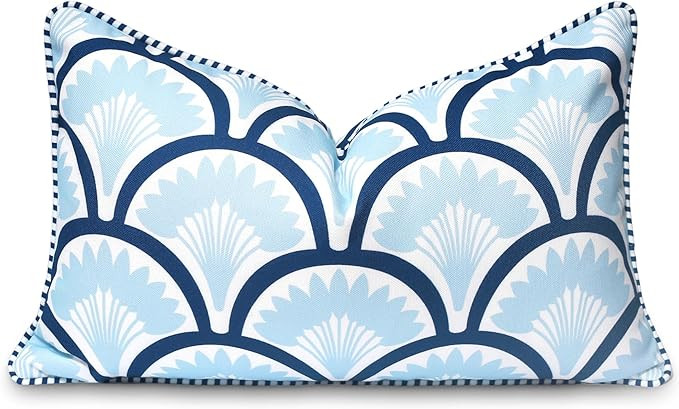Hofdeco Premium Coastal Patio Indoor Outdoor Lumbar Pillow Cover Only, 12"x20" Water Repellent fo... | Amazon (US)
