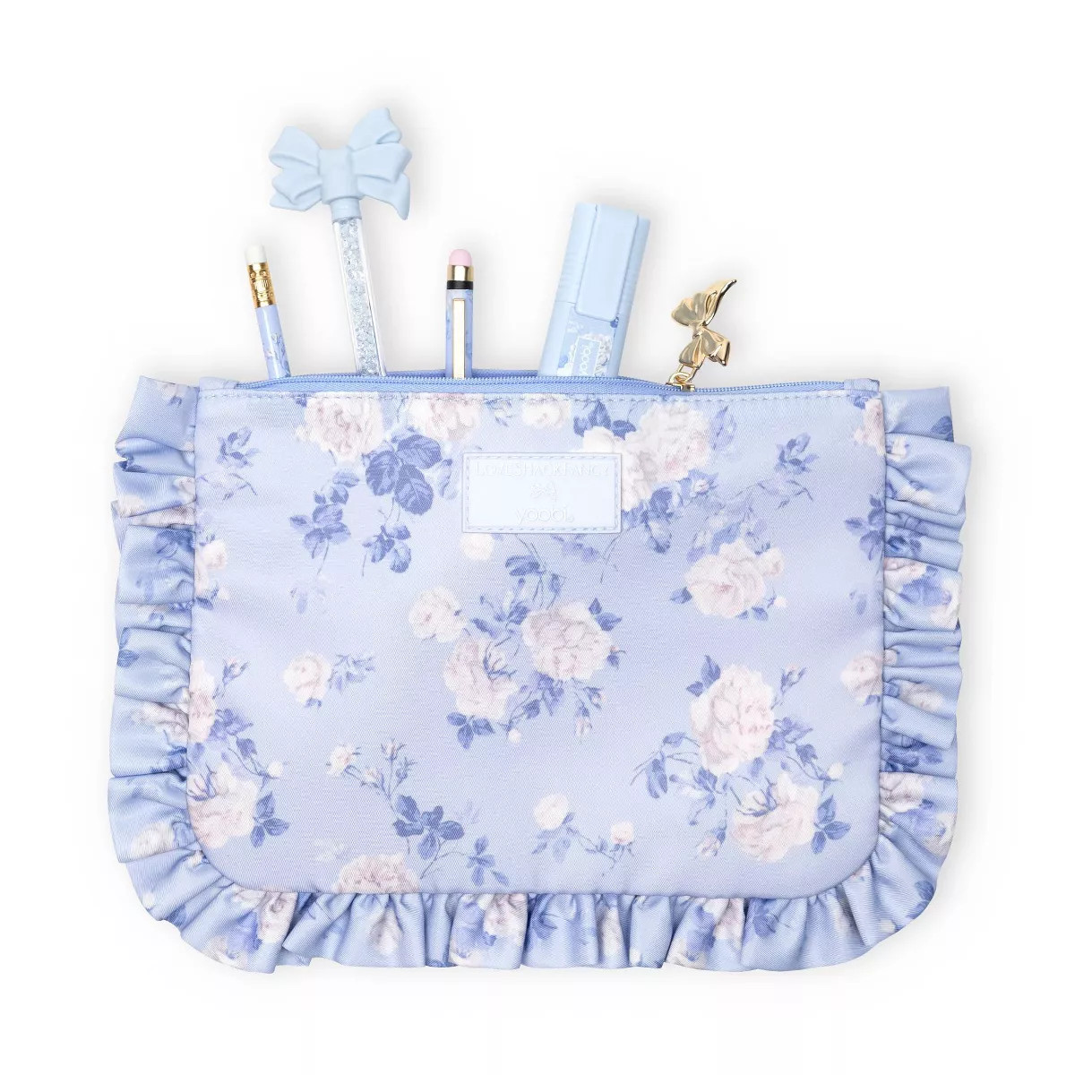LoveShackFancy x Target - Yoobi Everblooming Rosettes Flat Zip Pencil Case with Ruffles Whisper B... | Target