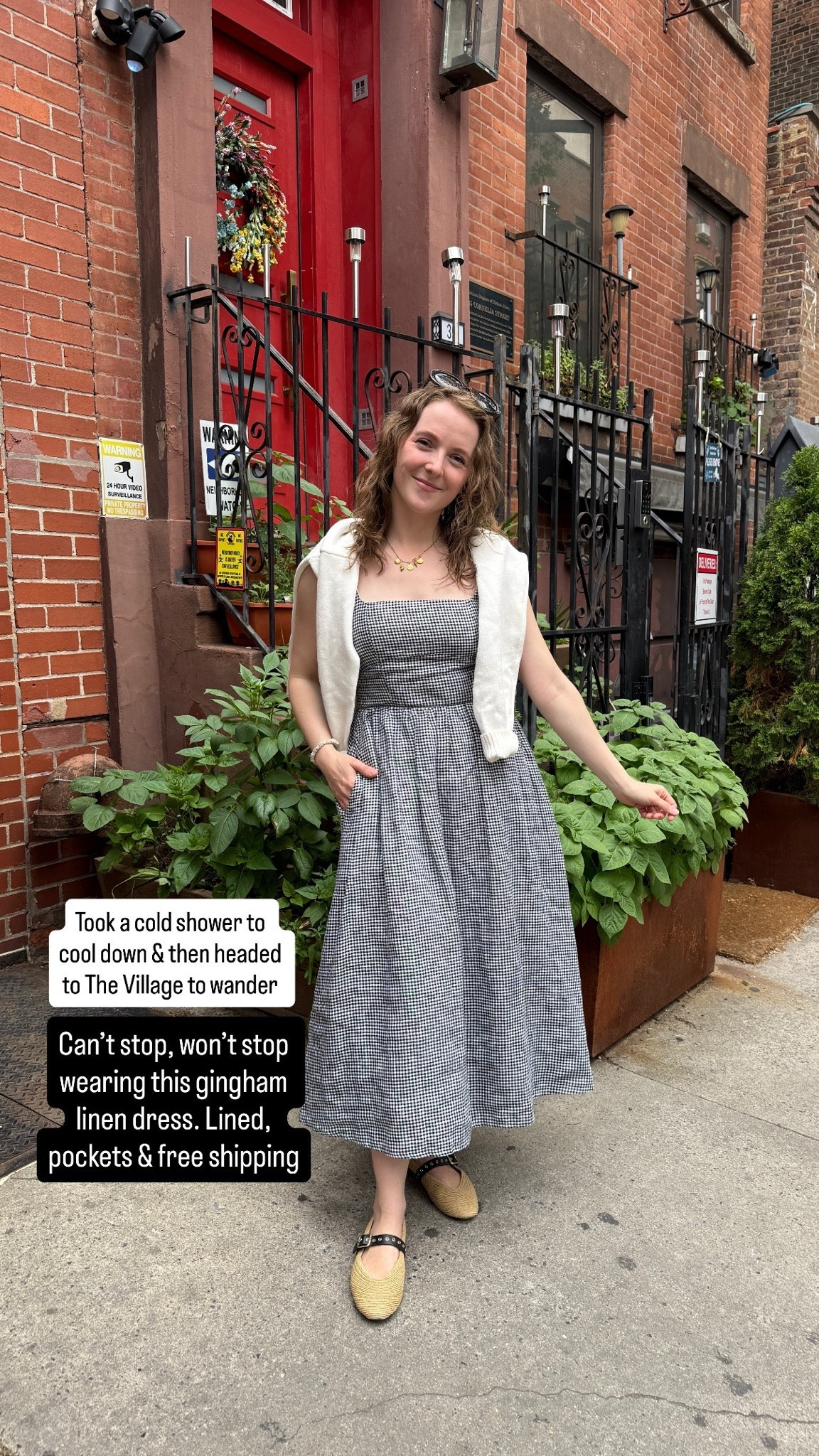 The comfiest linen dress for summer. Wearing xs. Lined and had pockets. Adjustable button straps. Free shipping too! @Quince
