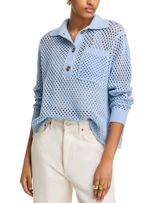 Open Stitch Crochet Polo Sweater - Exclusive | Bloomingdale's (US)