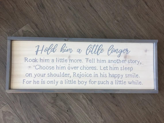 Hold them A Little Longer, Baby Boy Nursery Art, Baby Girl, Wood Nursery Art, Baby Shower Gift, Rust | Etsy (US)