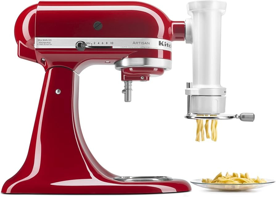 KitchenAid Ksmpexta Gourmet Pasta Press Attachment with 6 Interchangeable Pasta Plates, White | Amazon (US)