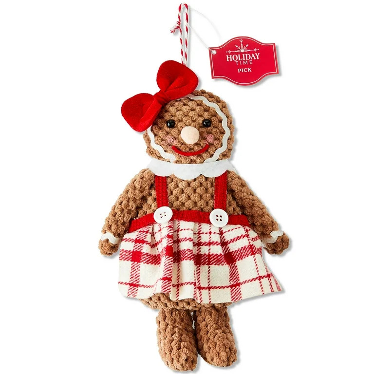 Brown Gingerbread Girl Christmas Ornament, 9.5", by Holiday Time | Walmart (US)