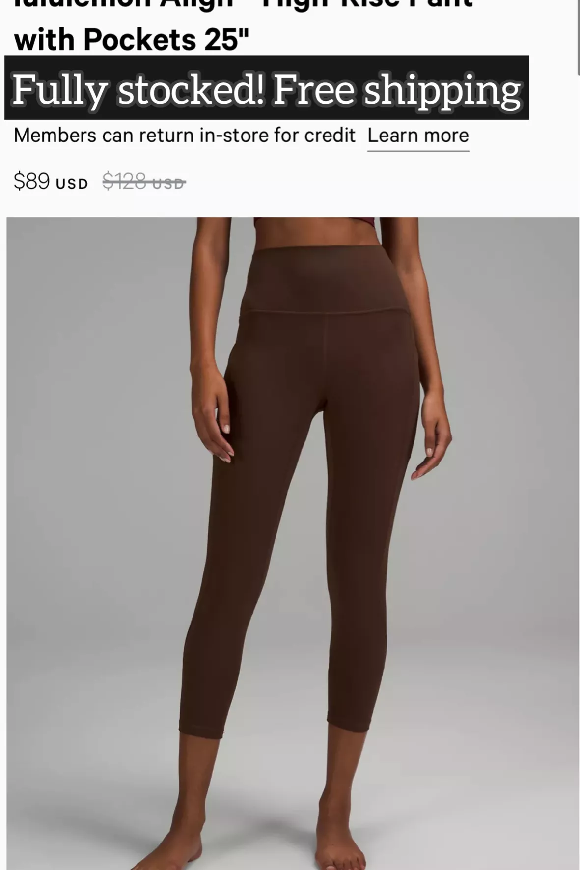 Brown Align high-rise 25 leggings, lululemon