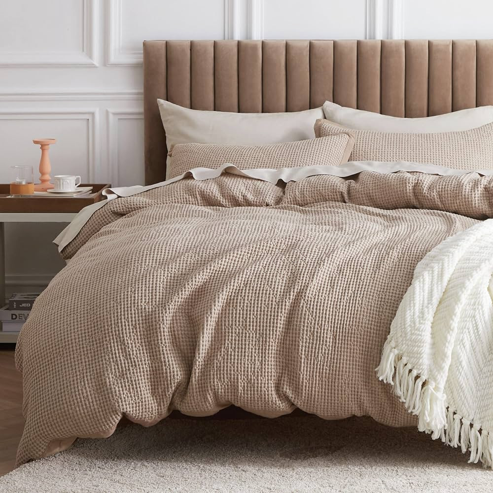 Bedsure Cotton Duvet Cover Full - 100% Cotton Waffle Weave Khaki Duvet Cover Full Size, Soft and ... | Amazon (US)