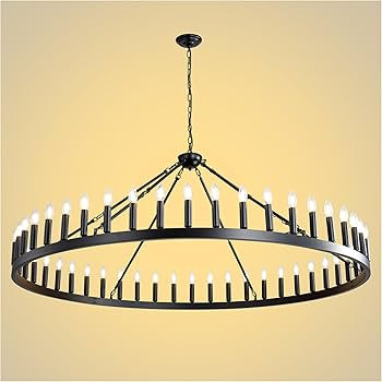 Black Wagon Wheel Chandelier, 48-Lights 64 Inch Farmhouse Pendant Light Fixture, Round Rustic Han... | Amazon (US)