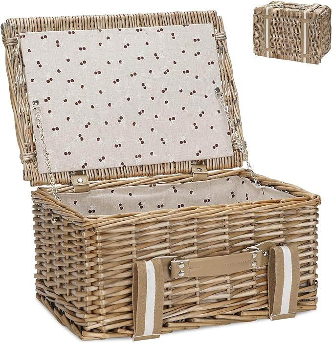 Wicker Picnic Basket for 2 | Baskets for Gifts Packing | Willow Empty Basket for Kids Toy Storage... | Amazon (US)