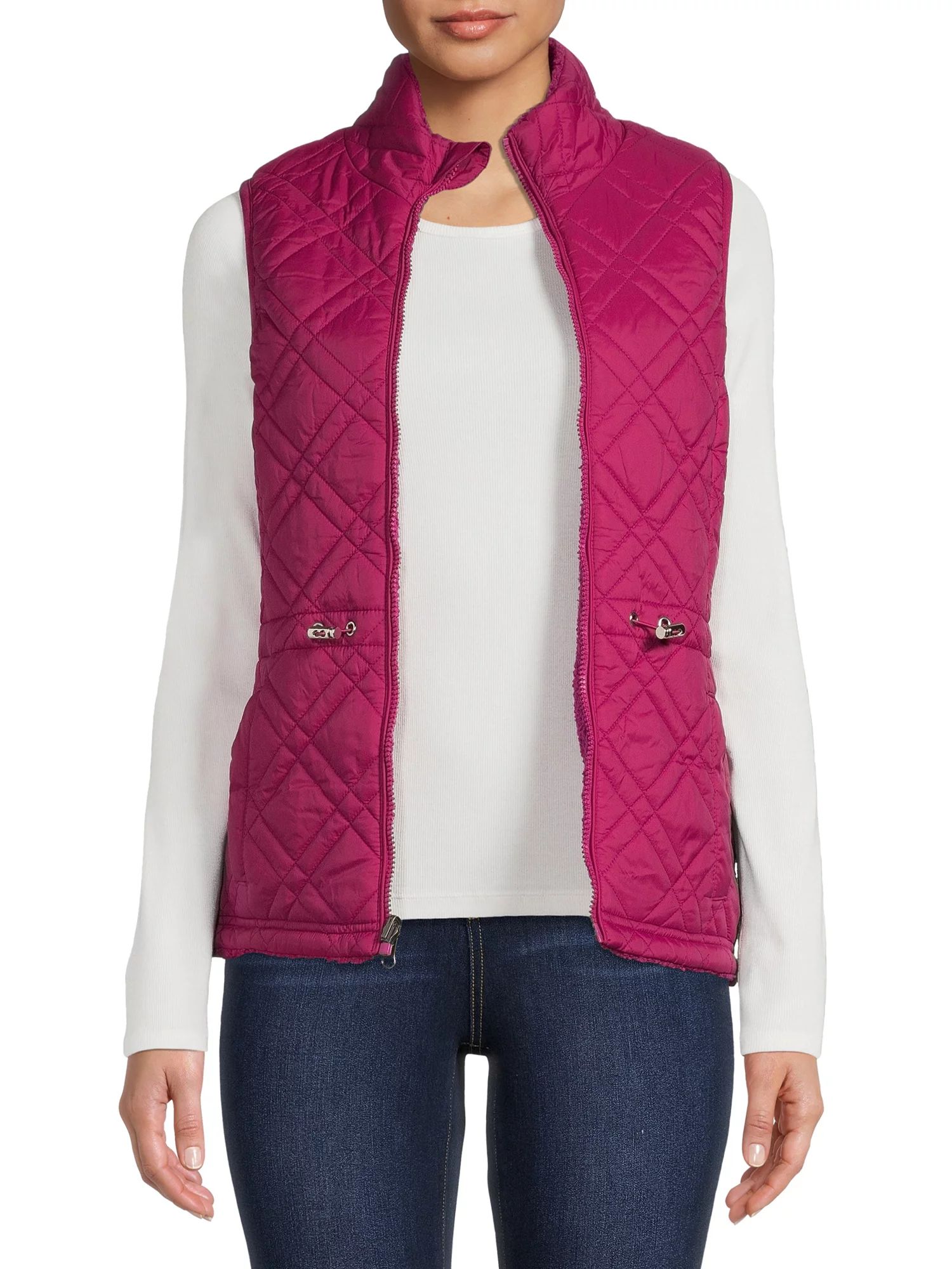 Time and Tru Women's and Plus Reversible Quilted Vest - Walmart.com | Walmart (US)