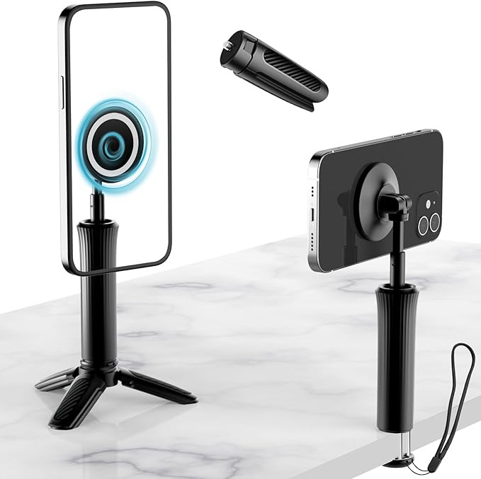 Magnetic Mini Tripod for iPhone, Desk Magnetic Phone Stand with Detachable Tripod & Desk Clamp, P... | Amazon (US)