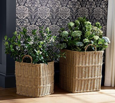 Chris Loves Julia Woven Basket Planter | Pottery Barn (US)