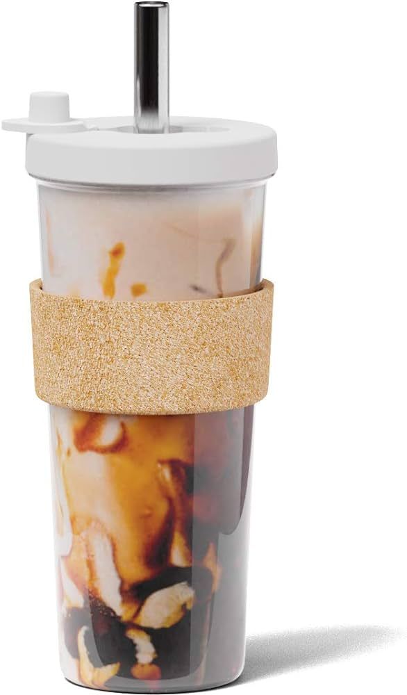 Dodoko 24 oz Leakproof, Reusable Boba Cup and Smoothie Tumbler with Resealable Lid Plug |Wide Stainl | Amazon (UK)