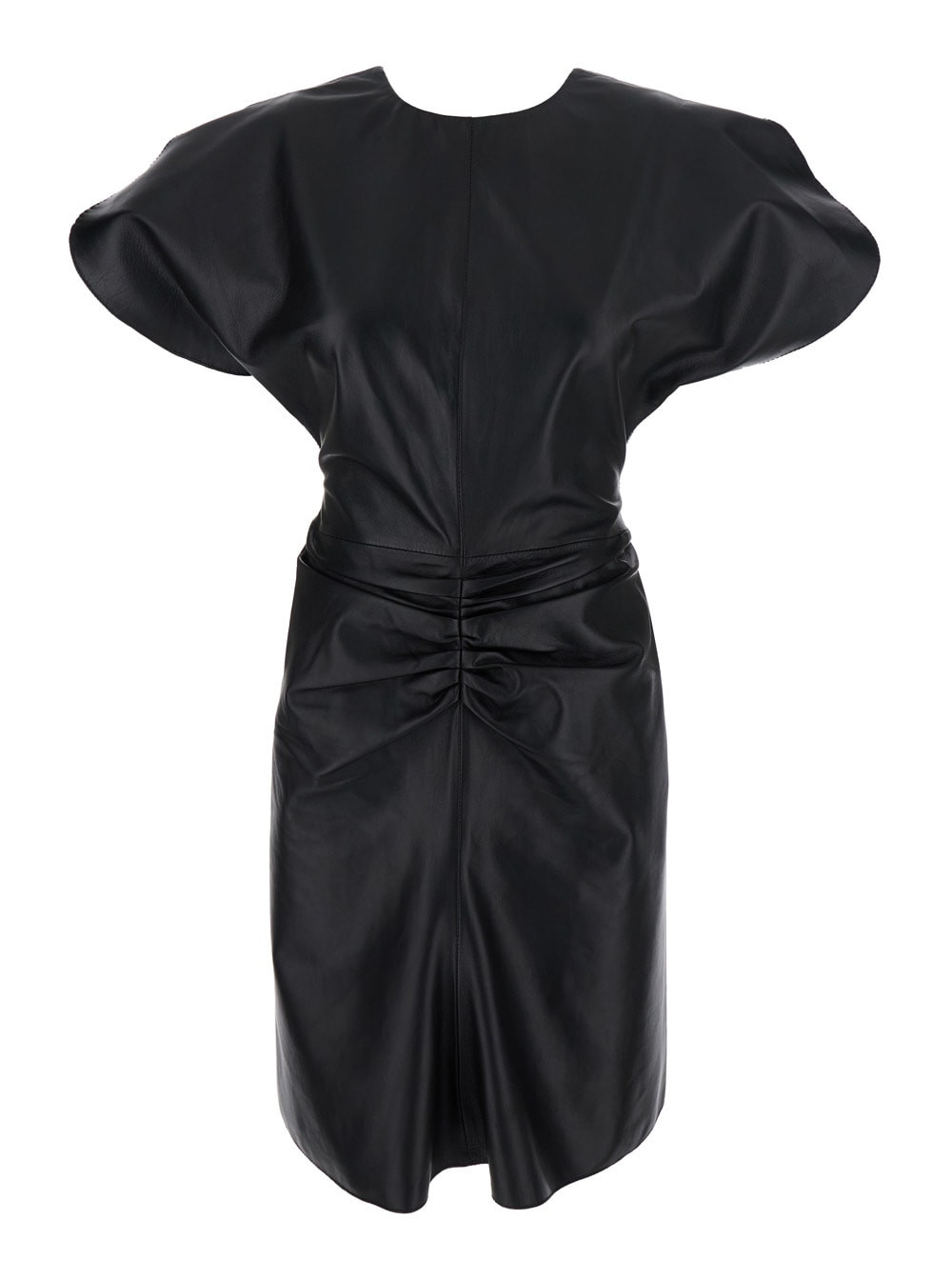 Victoria Beckham Black Dress With V-neck On The Back And Details With Ruffles In Leather Woman | Italist.com US