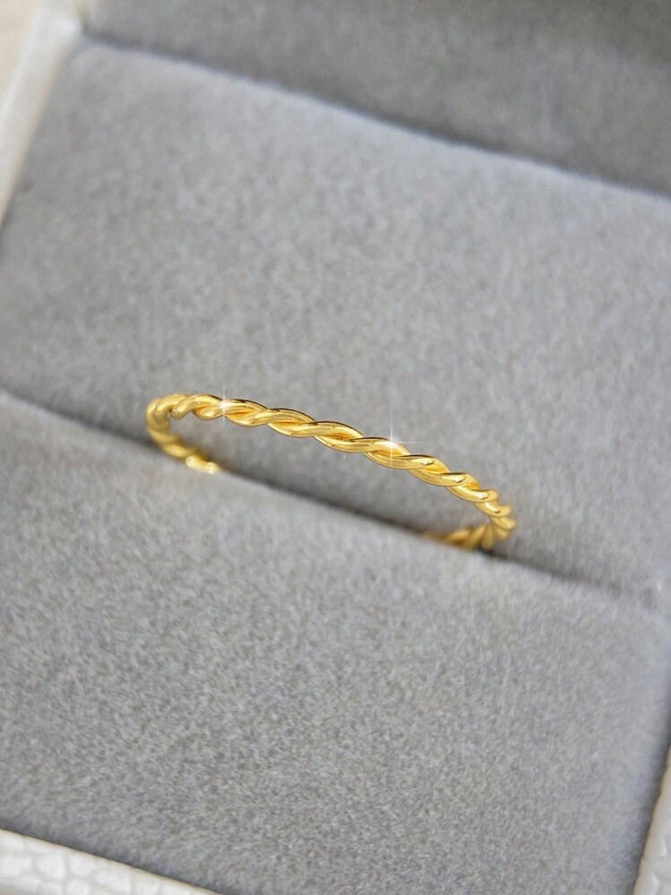 1Pc Versatile Real S925 Sterling Silver Designed Minimalist Two-Strand Twist Ring For Women Girls... | SHEIN