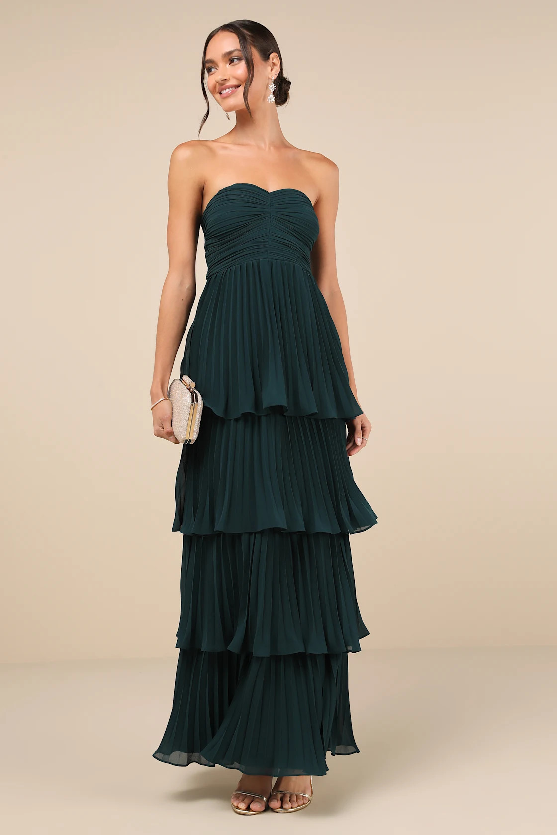 Seriously Sensational Emerald Strapless Tiered Maxi Dress | Lulus