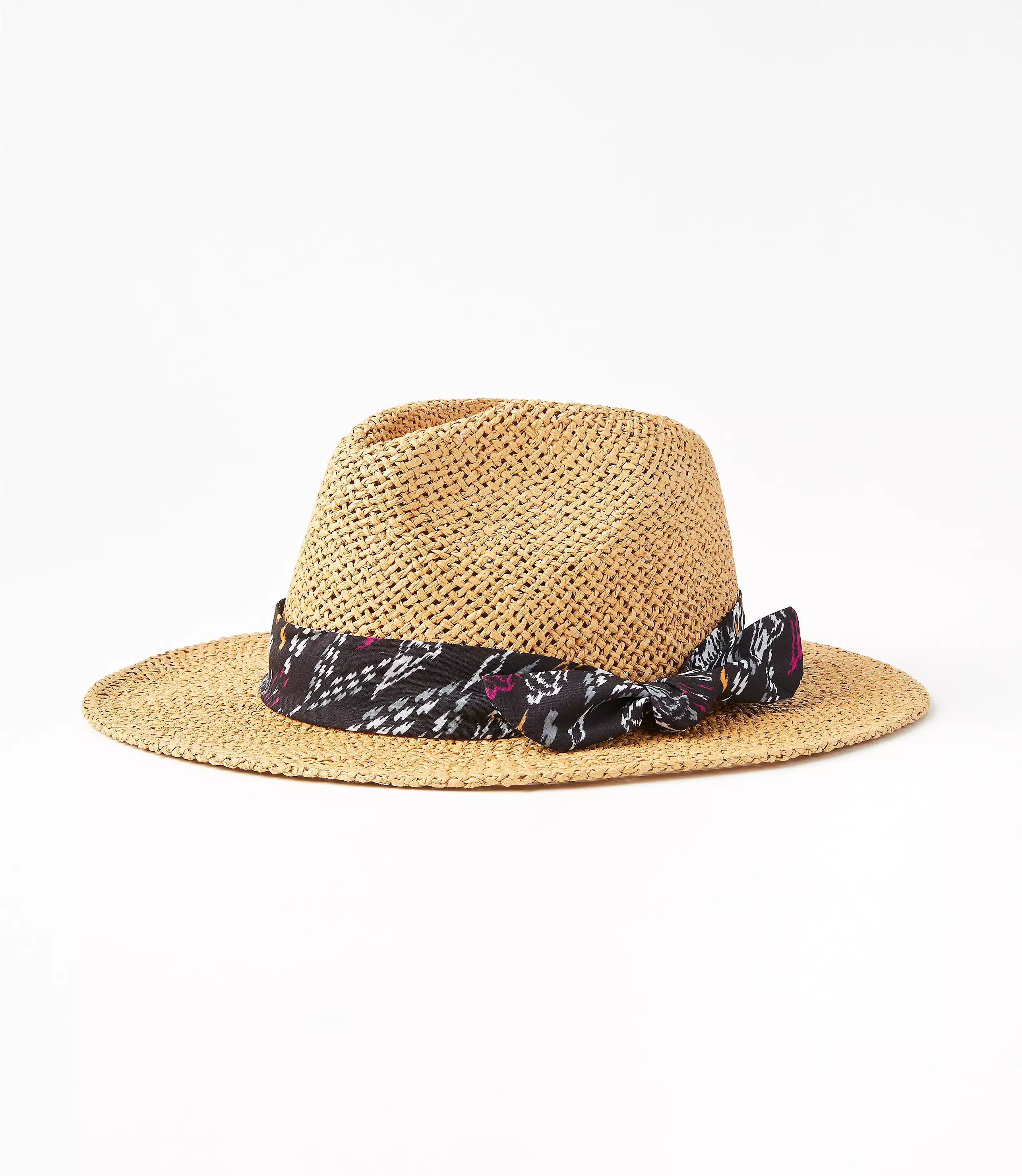 Ikat Tie Straw Fedora | LOFT