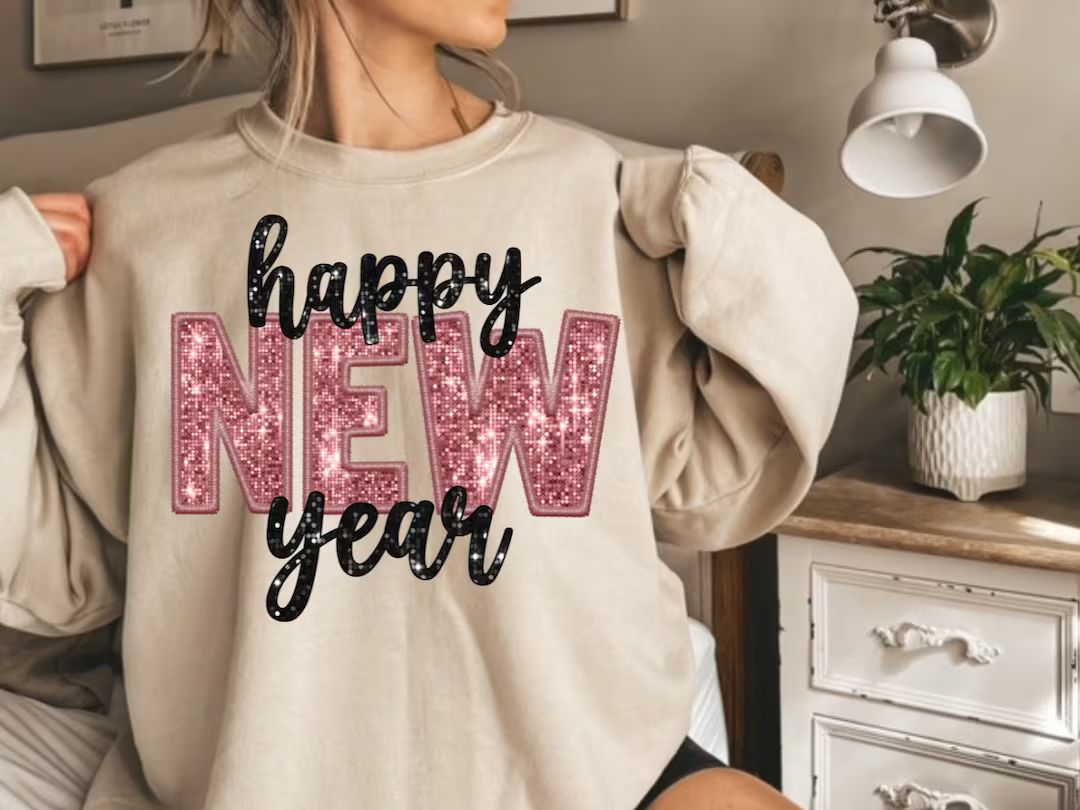 Happy New Year Women Sweatshirt Hello 2024 Sweatshirt Faux - Etsy | Etsy (US)